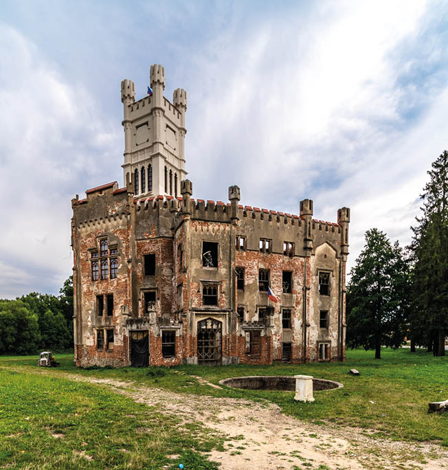 Ruins of state castle, Cesky Rudolec, Castle is also known as Small famous White castle Hluboka, sunny day with blue sky  The Infinite Beauty Of Decay