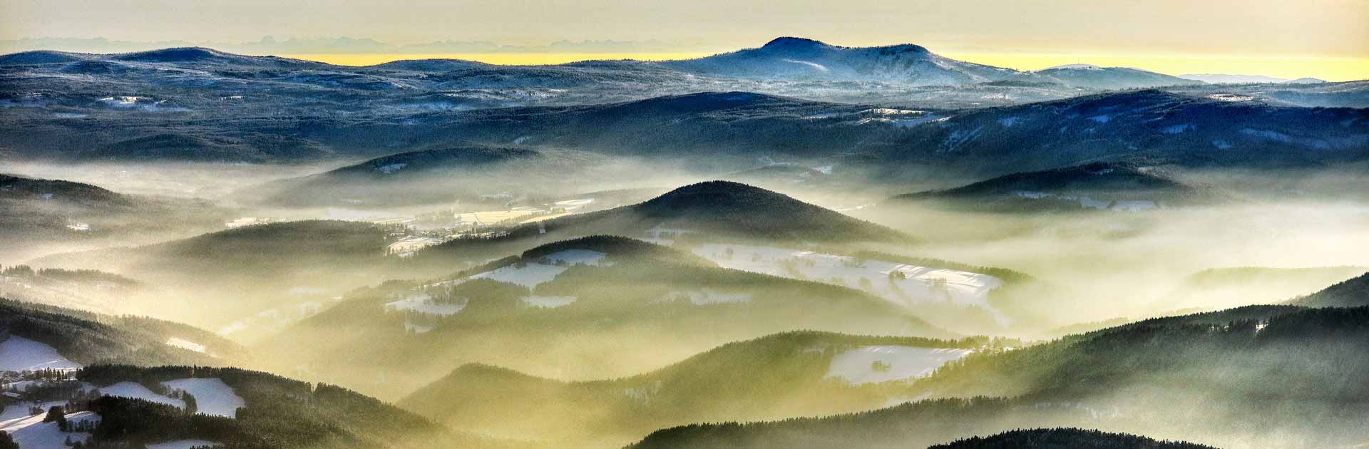 Šumava v okolí Prachatic, zimní letecký pohled, foto: Libor Sváček