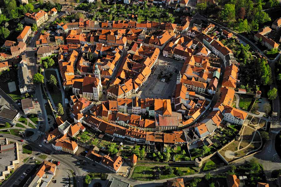 Historické centrum města Prachatice, letecký pohled, foto: Libor Sváček