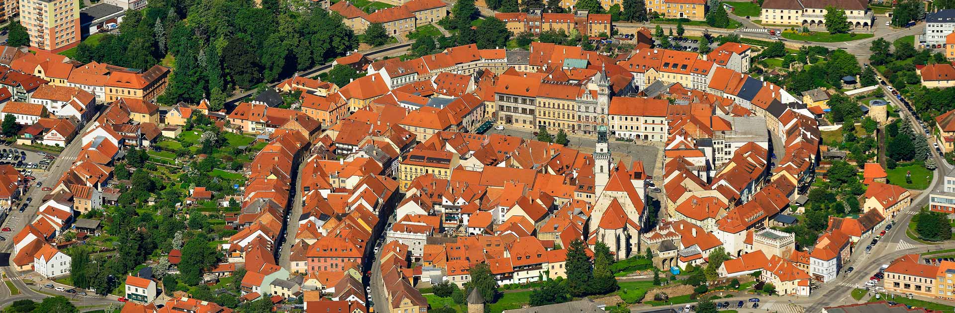Historické centrum města Prachatice, letecký pohled, foto: Libor Sváček